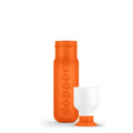 Dopper Original Waterfles Outright Orange (oranje)  - vooraanzicht met de dop als beker naast de fles