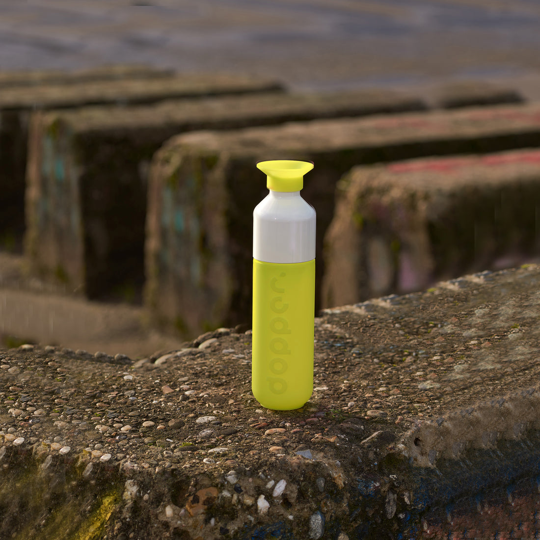 Dopper Original Seahorse Lime│Waterfles 450ml Geel│art. 5173│voorkant met witte achtergrond