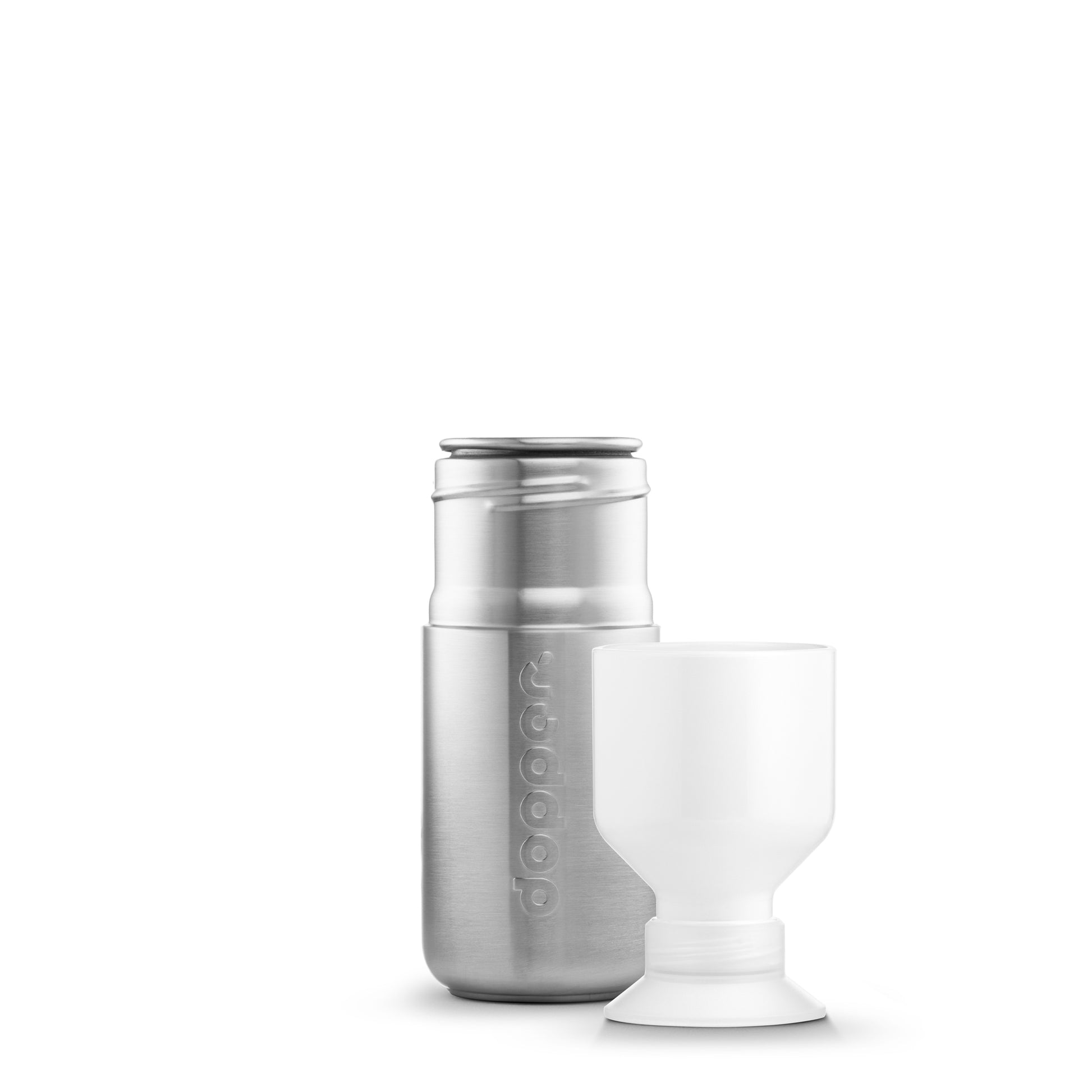 Dopper Steel 350ml│Waterfles RVS│art. 4756│vooraanzicht met losse beker
