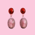 Oorbellen Doppio Grande Rood│Corsari Jewels│art. CJS-3005-044│vooraanzicht met roze achtergrond