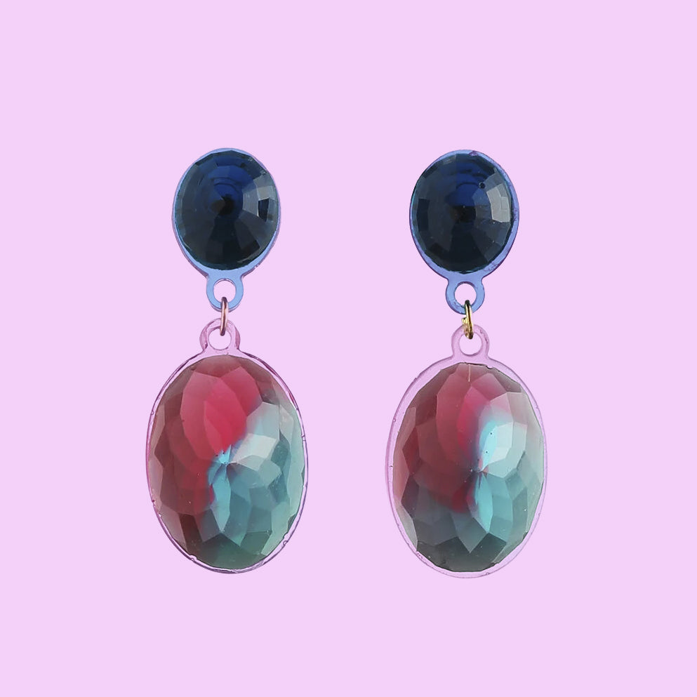 Oorbellen Doppio Grande Turqouise│Corsari Jewels│art. CJS-3005-042│vooraanzicht met roze achtergrond