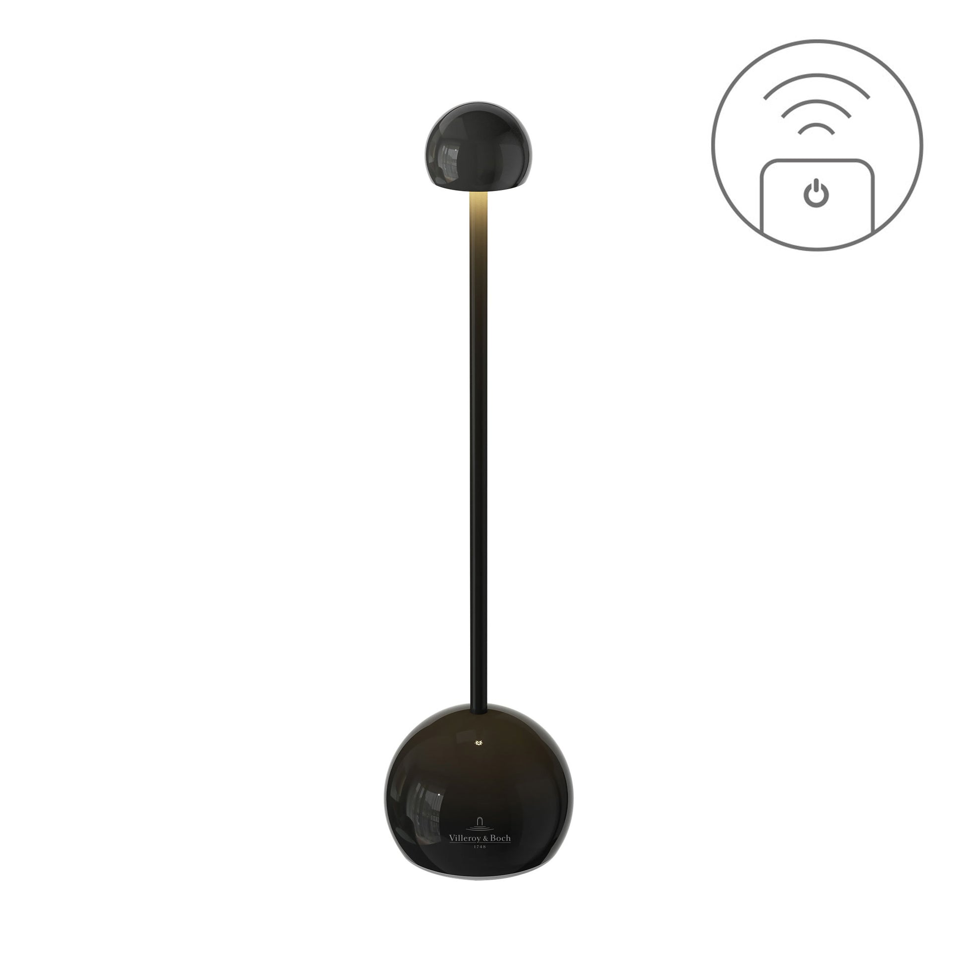 Elba Oplaadbare Tafellamp Zwart│Villeroy & Boch│art. 97311│vooraanzicht met teken afstandsbediening