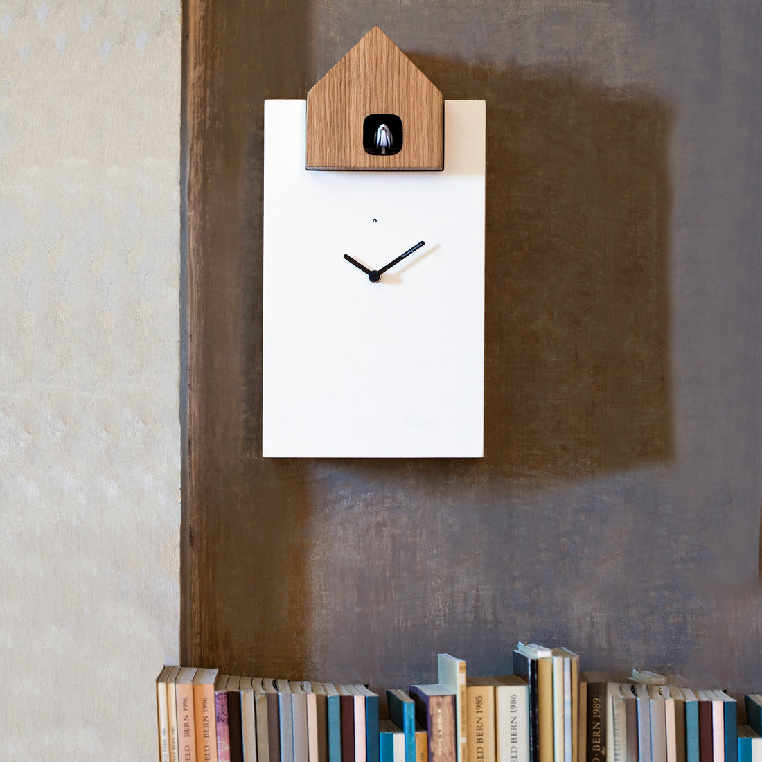 Koekoeksklok Ettore Large Wit & Eiken│Diamantini & Domeniconi│art. DIA 2058WIEI│vooraanzicht 