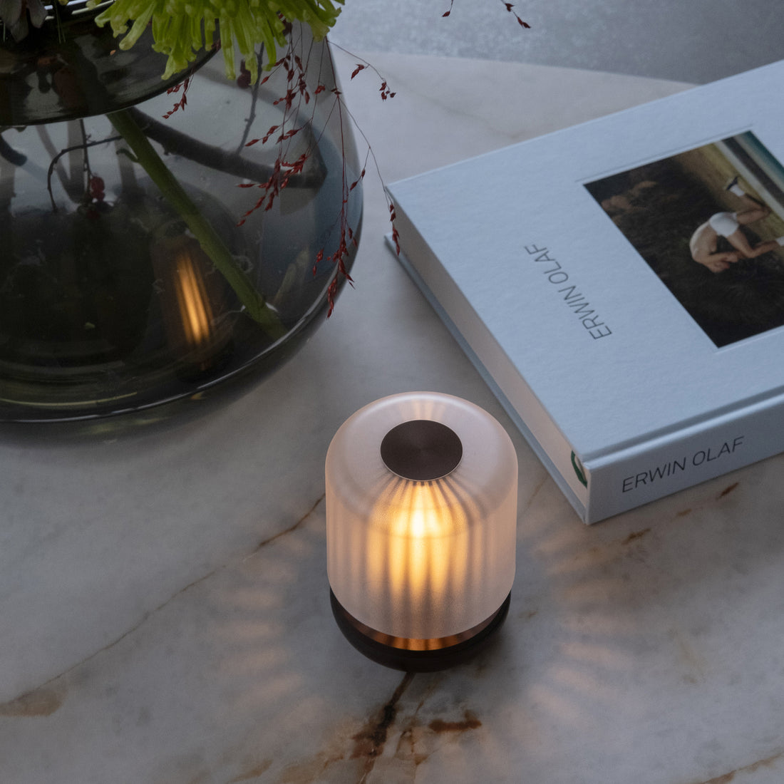 Humble Firefly Oplaadbare Tafellamp Bronze Frosted│art. HUMTL00403│vooraanzicht met witte achtergrond