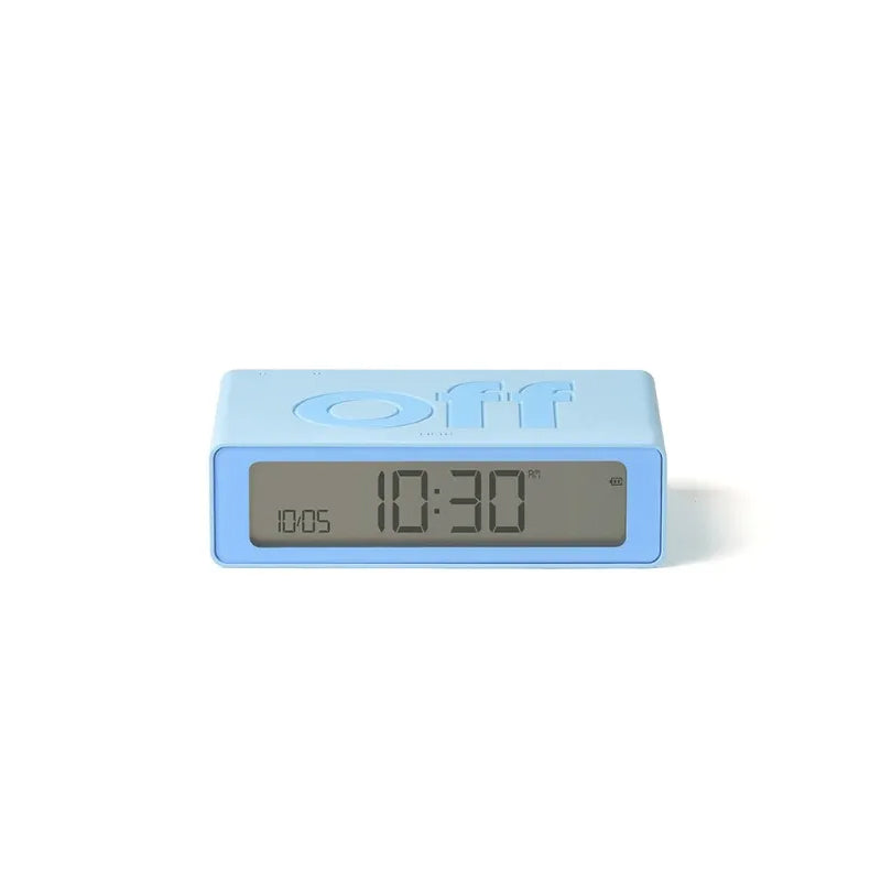 Lexon Flip Mini Wekker Digitaal Lichtblauw│art. LR158LB1│vooraanzicht met licht uit