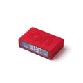 Lexon Flip Mini Wekker Digitaal Rood│art. LR158R4│bovenaanzicht schuin met verlichting aan