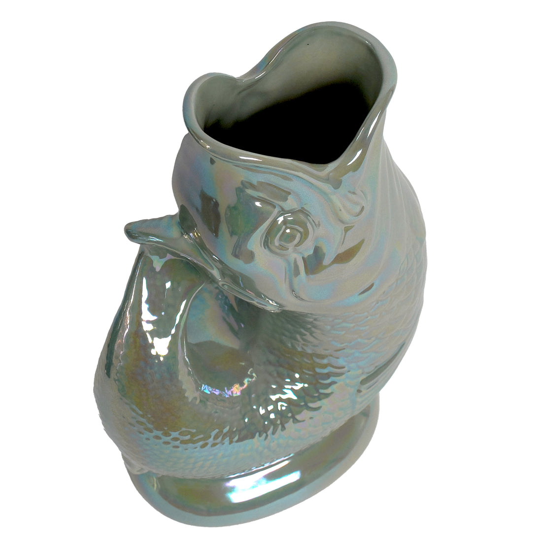 Gluckigluck Waterkaraf Lustre Edition Sage│Guggle Jug Vis│art. G31155/SAGEL/W│voorkant met witte achtergrond