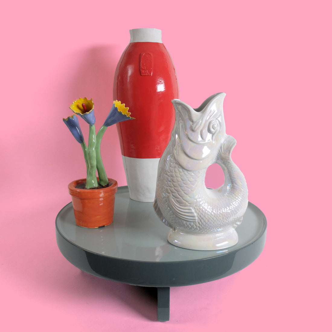 Gluckigluck Waterkaraf Vis Lustre Pearl│art. G31155/PL/W│zijkant links