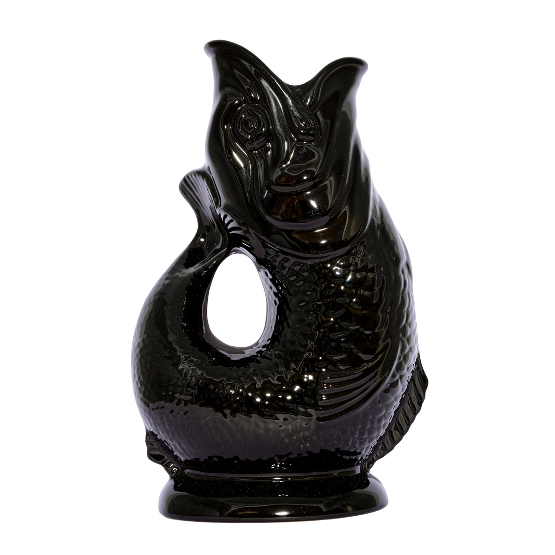 Gluckigluck Waterkaraf Vis│Zwart│Gluggle Jug│art. G31155/B/W│voorkant kan met witte achtergrond