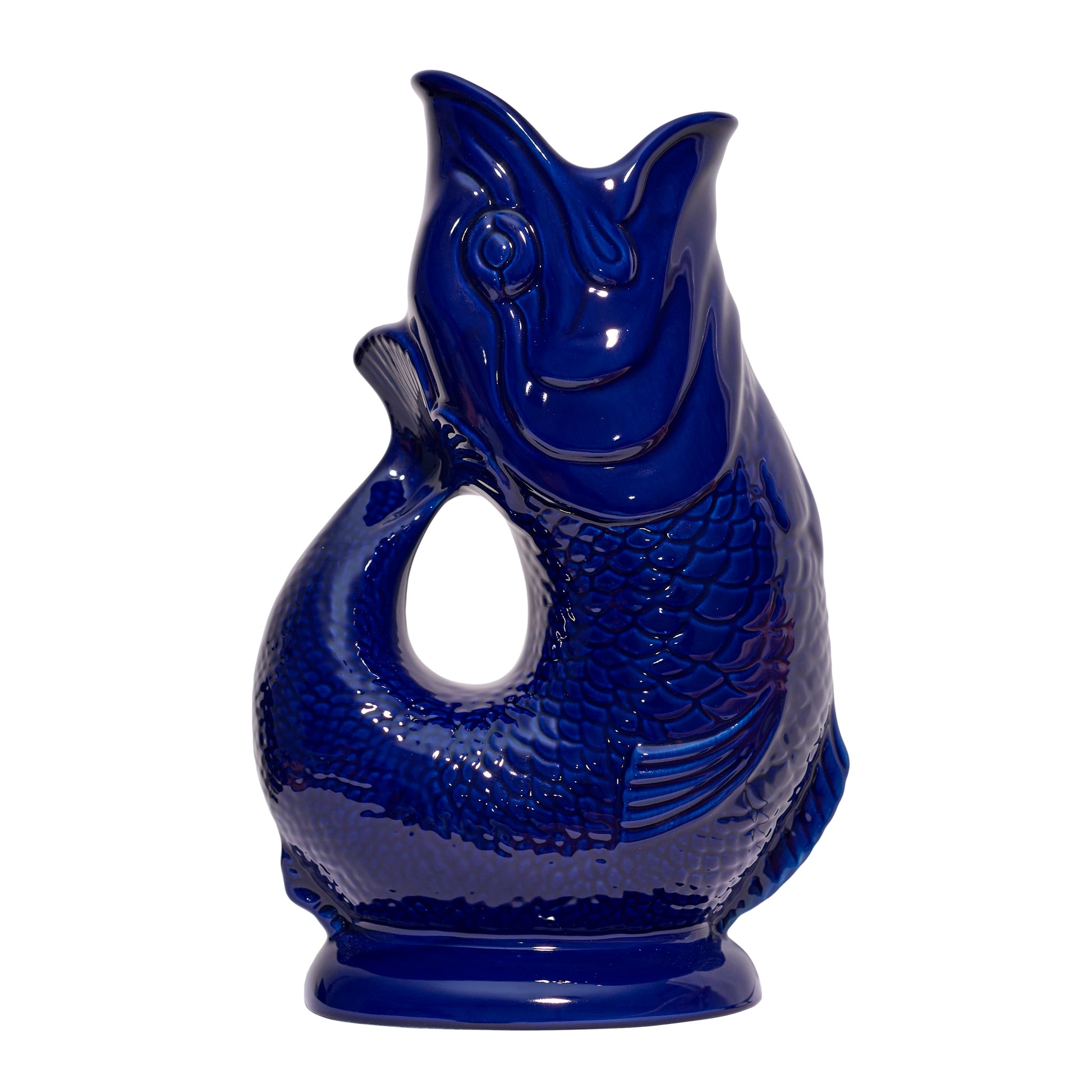 Gluckigluck Waterkaraf Vis Cobalt Blue│art. G31155/COBL/W│zijaanzicht met witte achtergrond