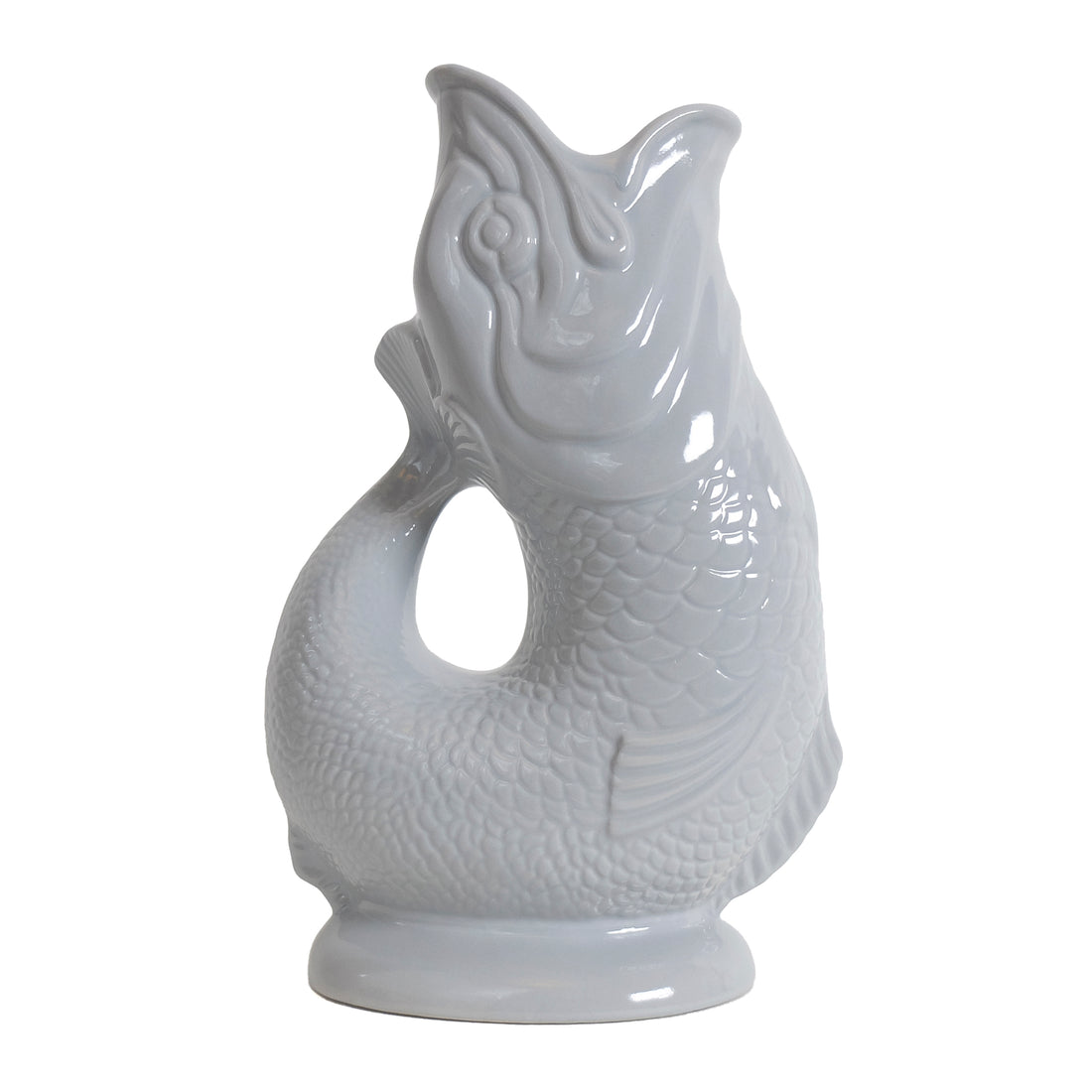 Gluckigluck Waterkaraf│Guggle Jug Vis│Oyster│art. G31155/OY/W│zijaanzicht rechts met witte achtergrond