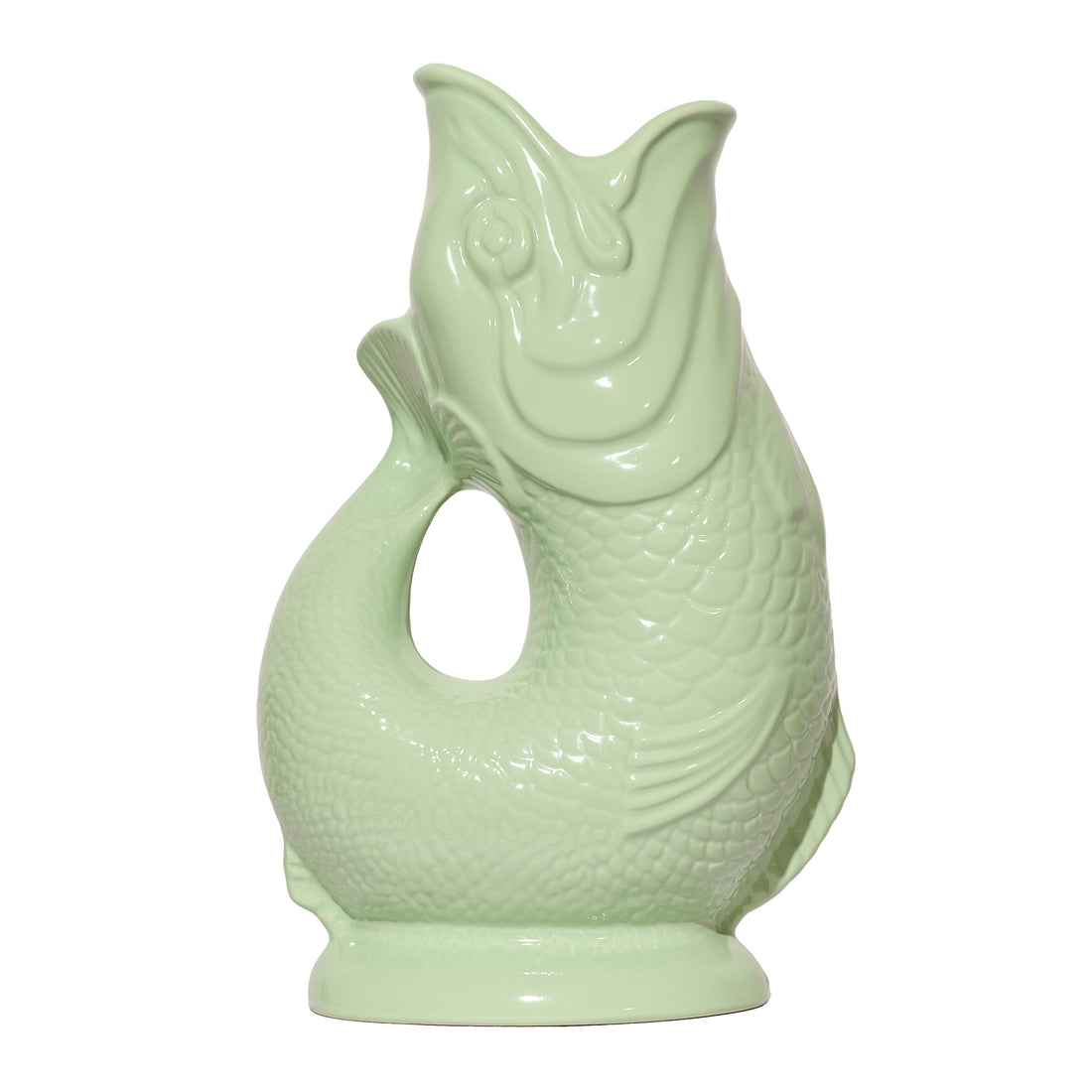 Gluckigluck Waterkaraf Vis Pistachio│art. G31155/PIST/W│zijaanzicht met witte achtergrond
