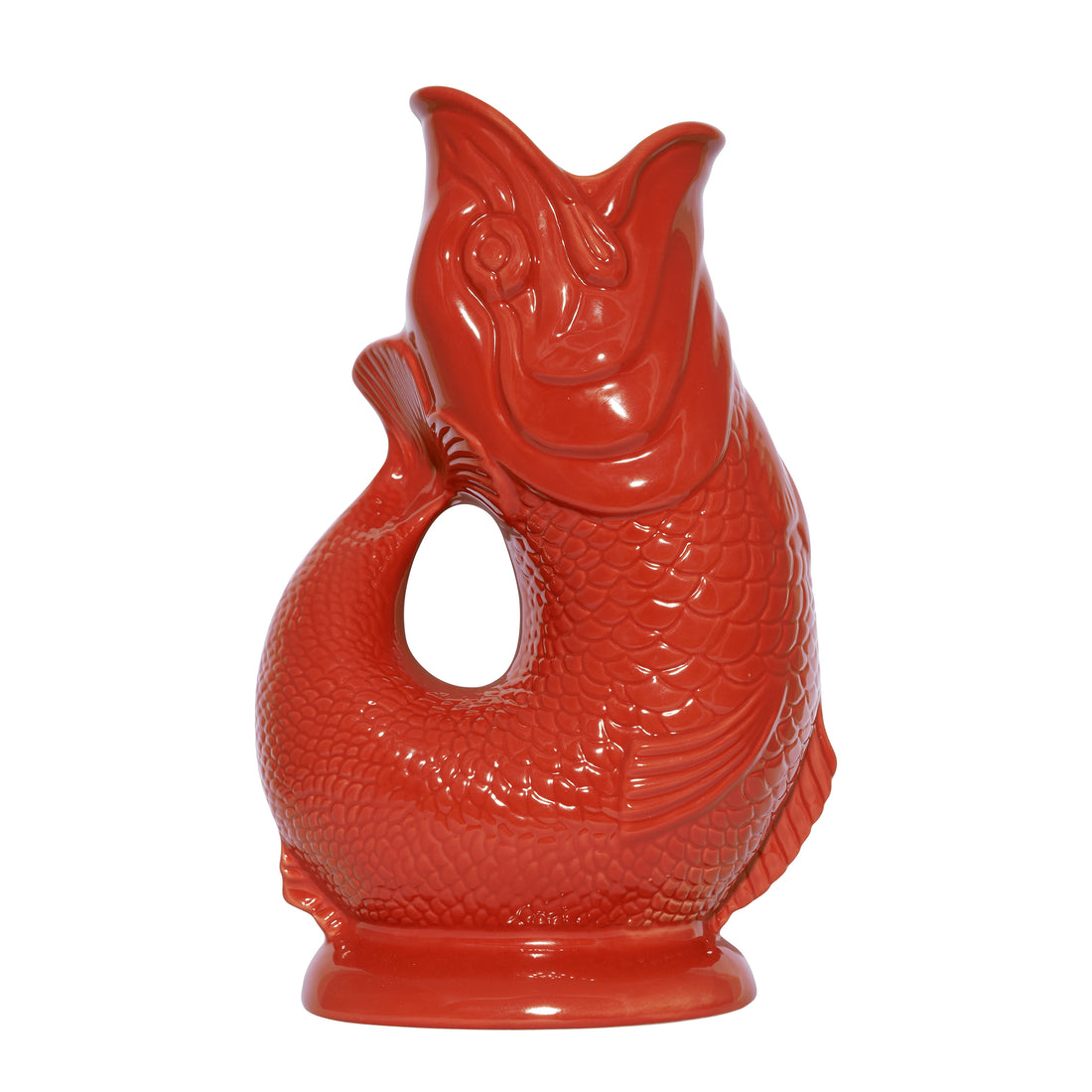Gluckigluck Waterkaraf Vis│Rood│Guggle Jug│art. G31155/R/W│voorkant kan met witte achtergrond