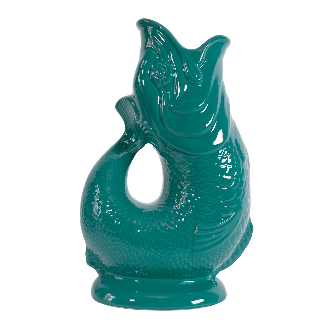 Gluckigluck Waterkaraf Teal Vis│art. G31155/TEAL/W│zijaanzicht met witte achtergrond