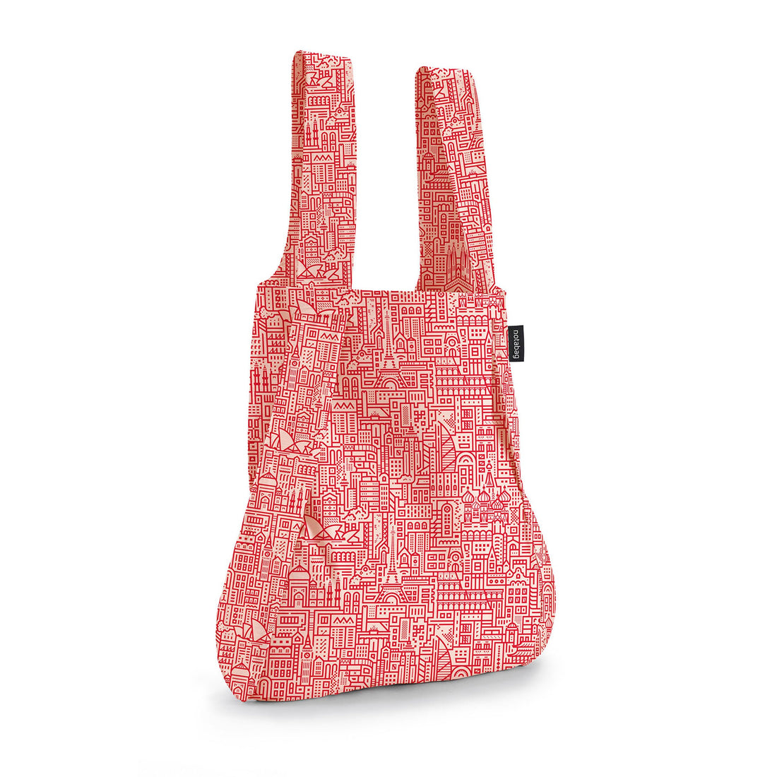 Notabag Hello World Rose Red as a shopper bag against a white background