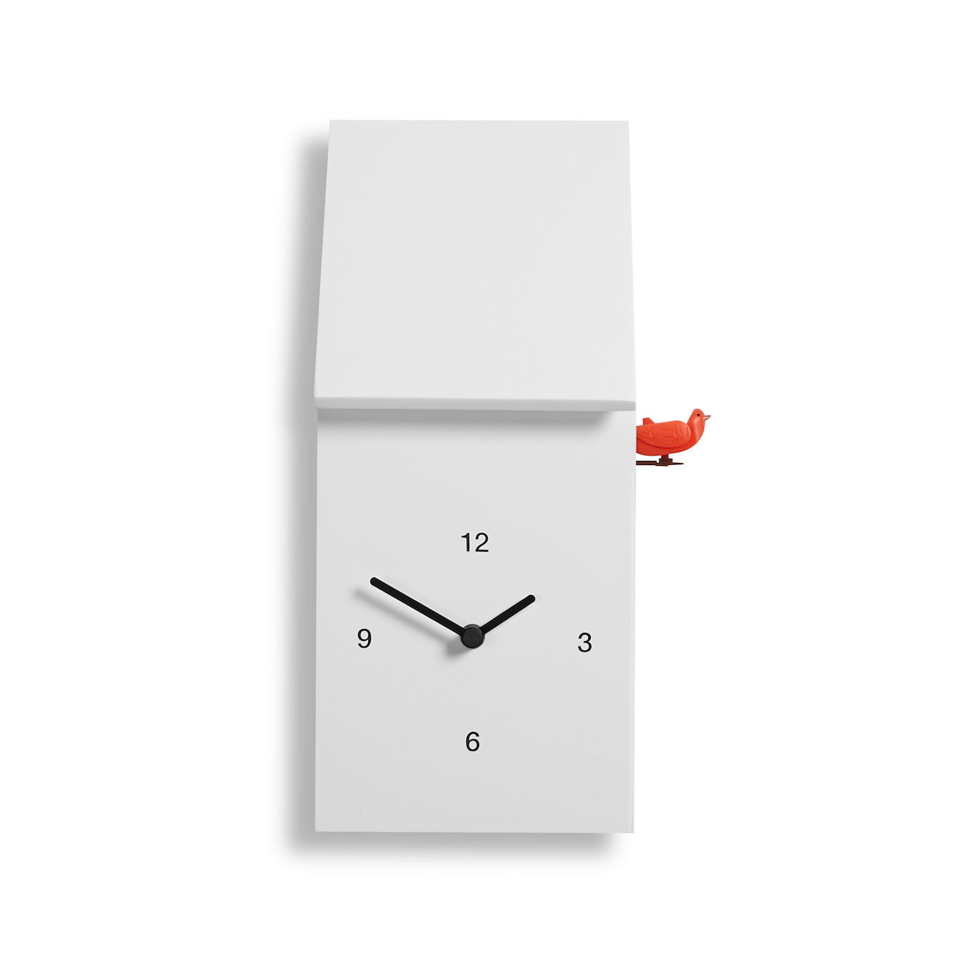 Koekoeksklok Half Time Wit│Diamantini & Domeniconi│art. 212WI│vooraanzicht met vogel aan zijkant