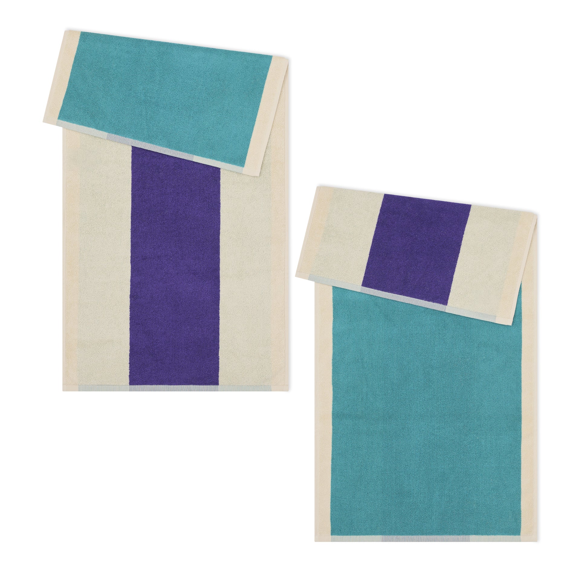 Handdoek Martens & Martens Dark Turqouise & Purple│Suite702 - voor en achterkant met witte achtergrond