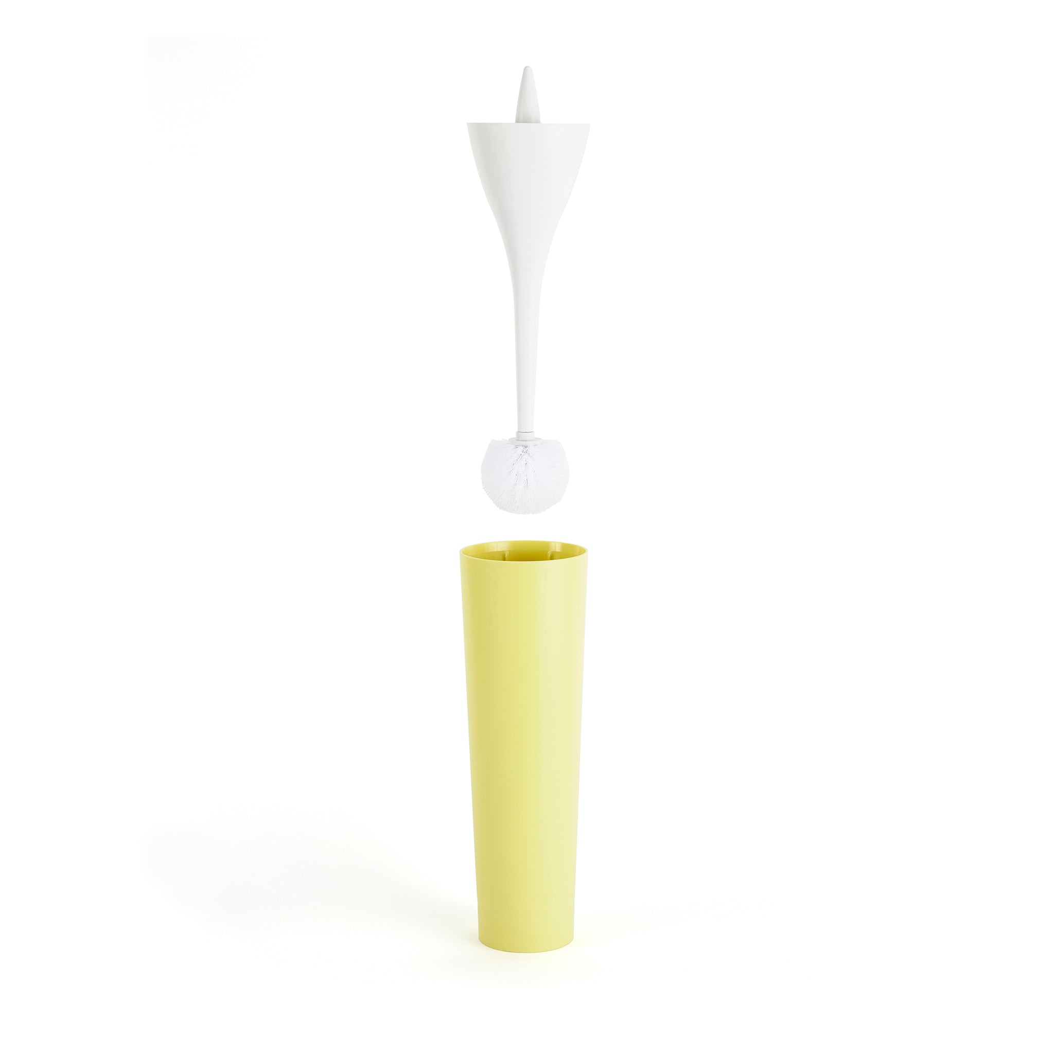 Toiletborstel Excalibur Acid Yellow│Philippe Starck│Heller│art. EXC-YL01│vooraanzicht met borstel boven houder