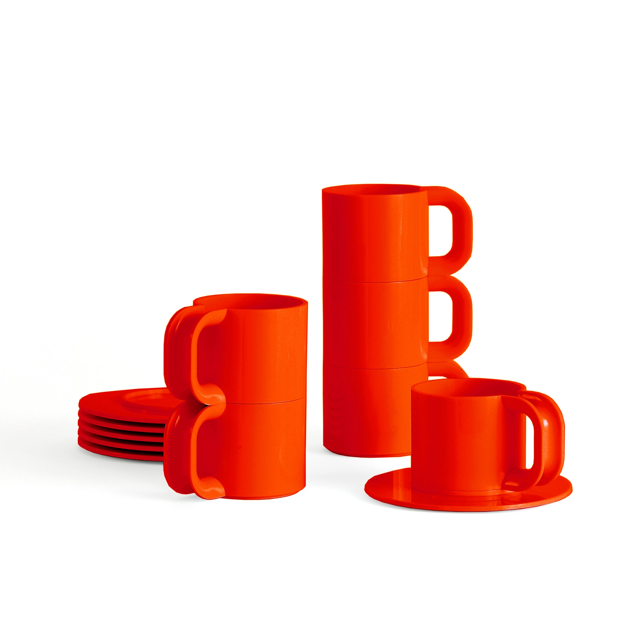 Heller Max Cup&Saucers Oranje│art. 300-07-12│set van 6 met witte achtergrond