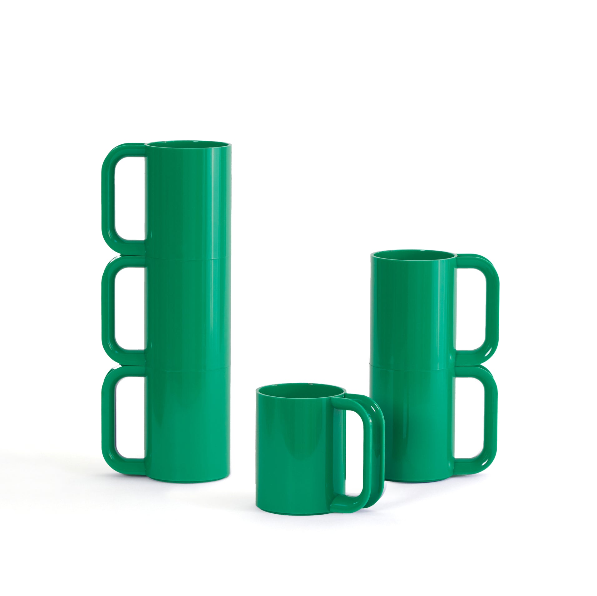 Heller Max Dinnerware│Mugs Green│art. 302-09-06│zijaanzicht set met witte achtergrond