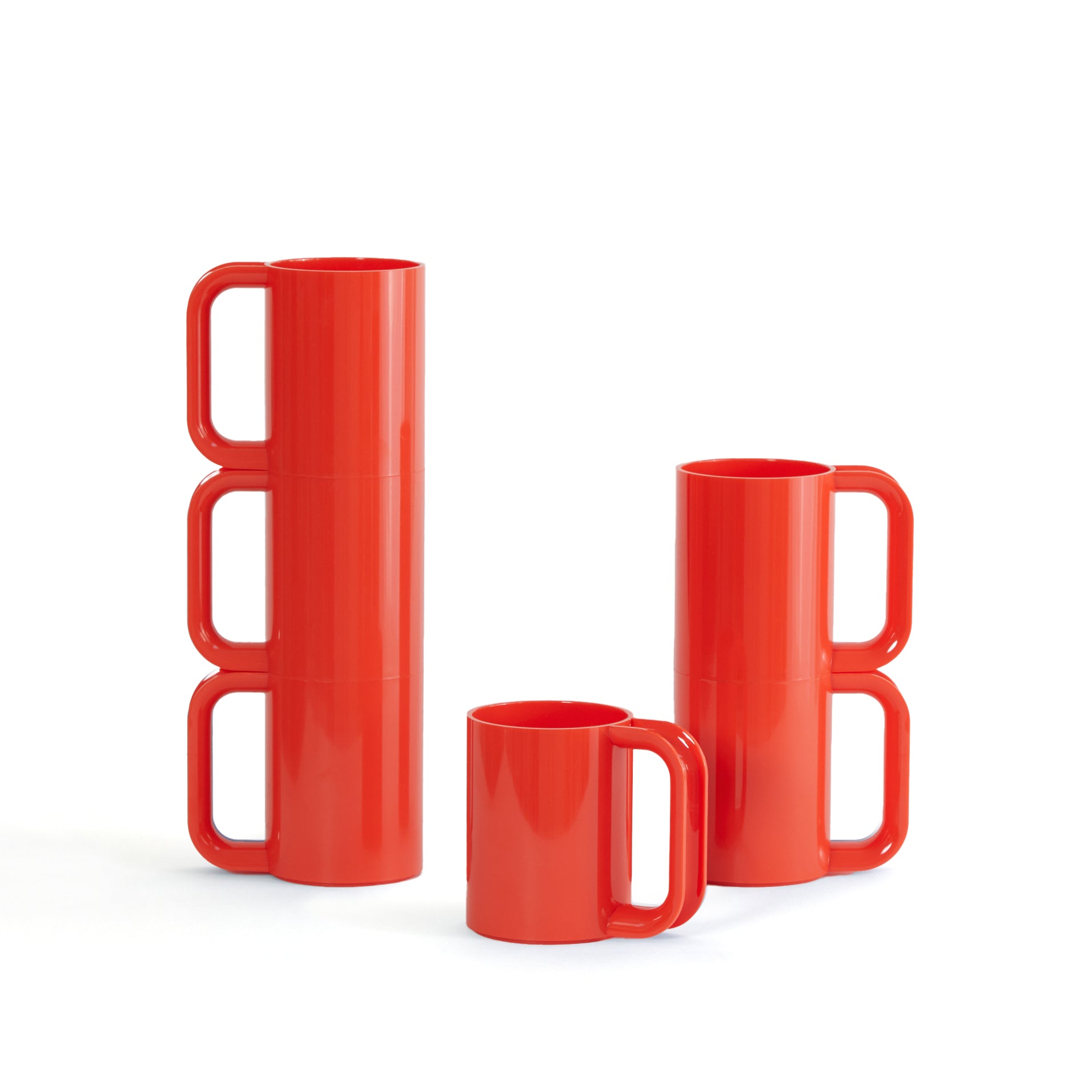 Heller Max Dinnerware│Mugs Orange set/6│Vignelli│art. HWM-OR06│vooraanzicht met witte achtergrond