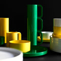 Heller Max Dinnerware│Mugs Yellow│art. 302-08-06│combinatie groene, gele en witte onderdelen servies