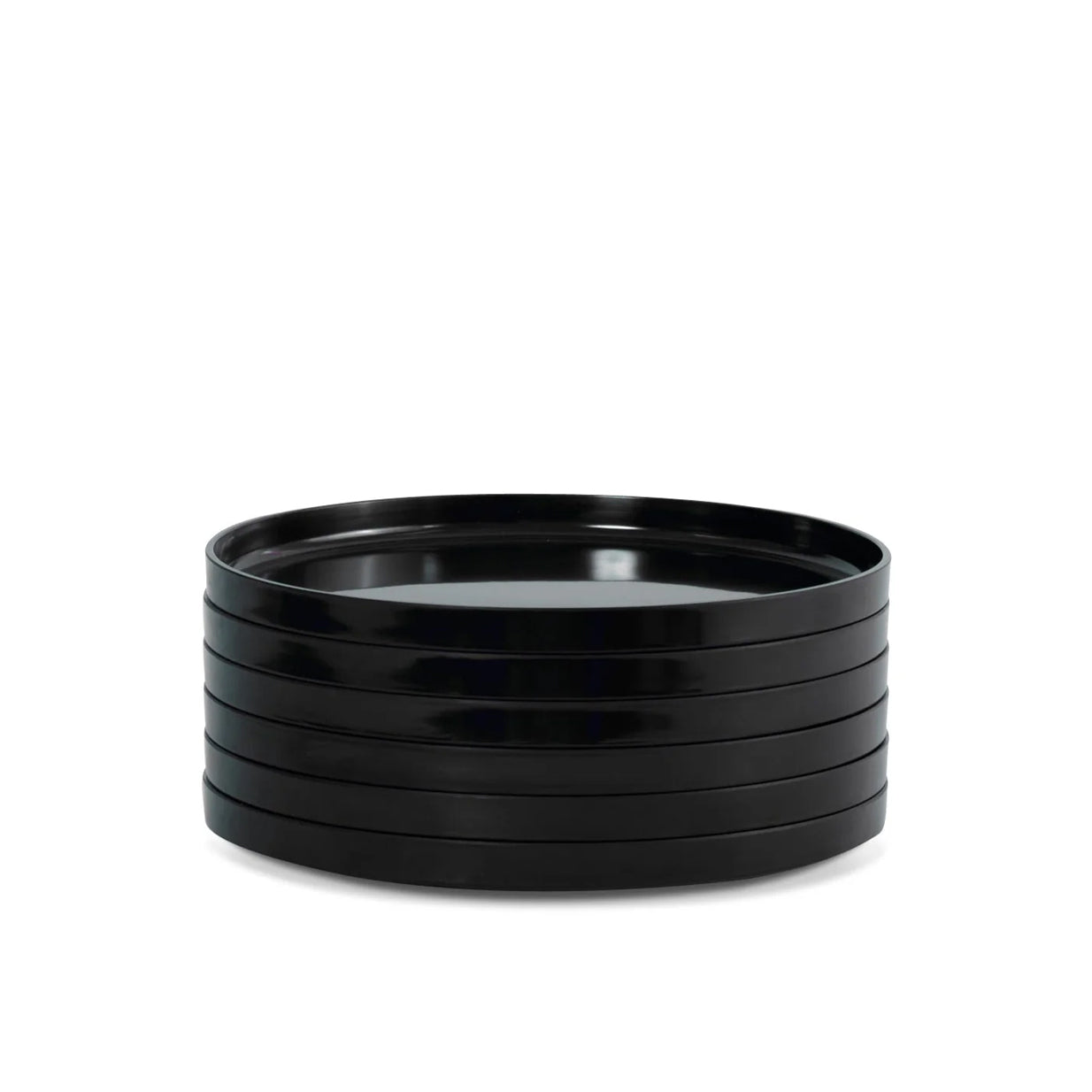 Heller Max Dinnerware Plate Small Black│art. 102-02-06│6 borden gestapeld met witte achtergrond