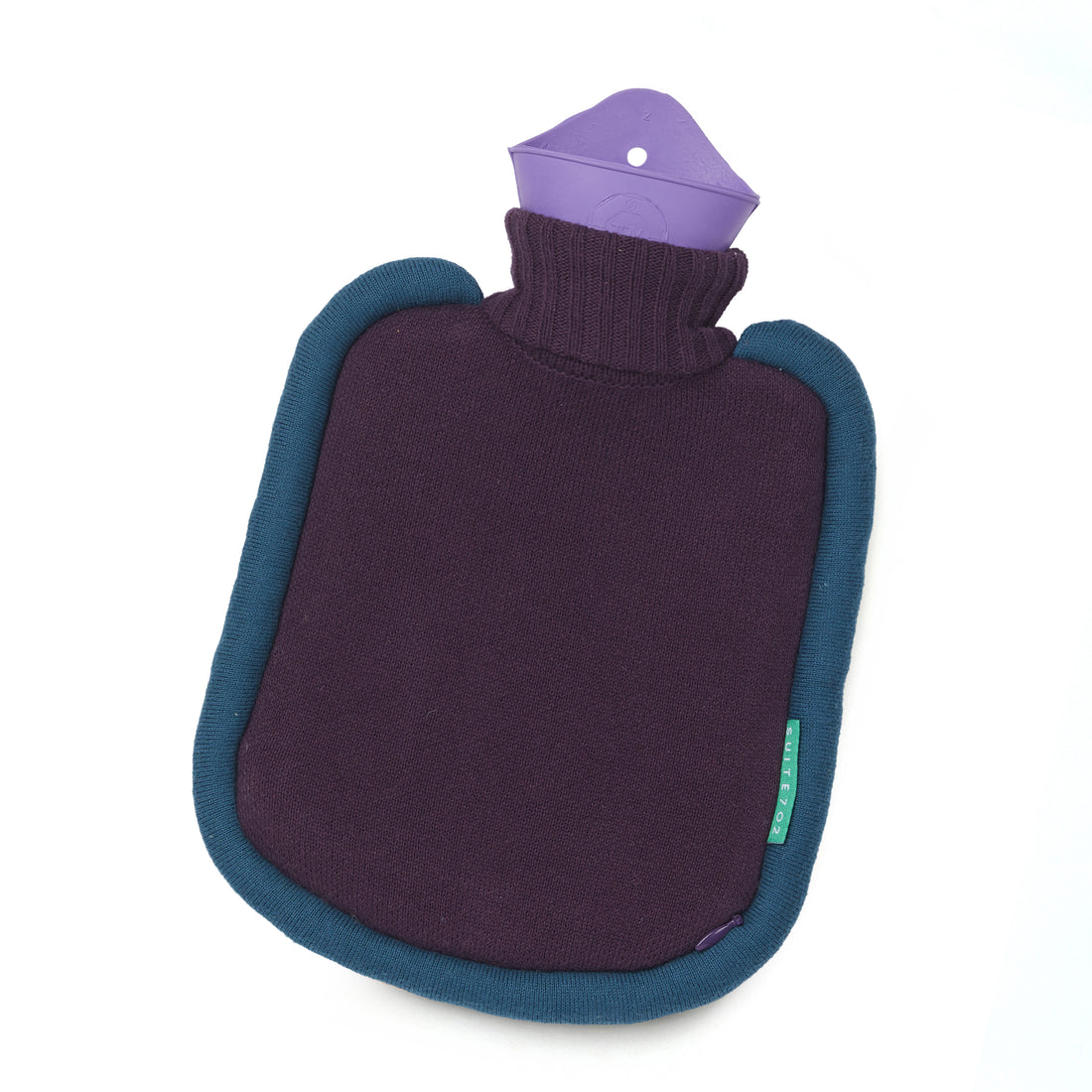 Warmwaterkruik Mini Bumper Aubergine (paars) - schuin liggend met witte achtergrond