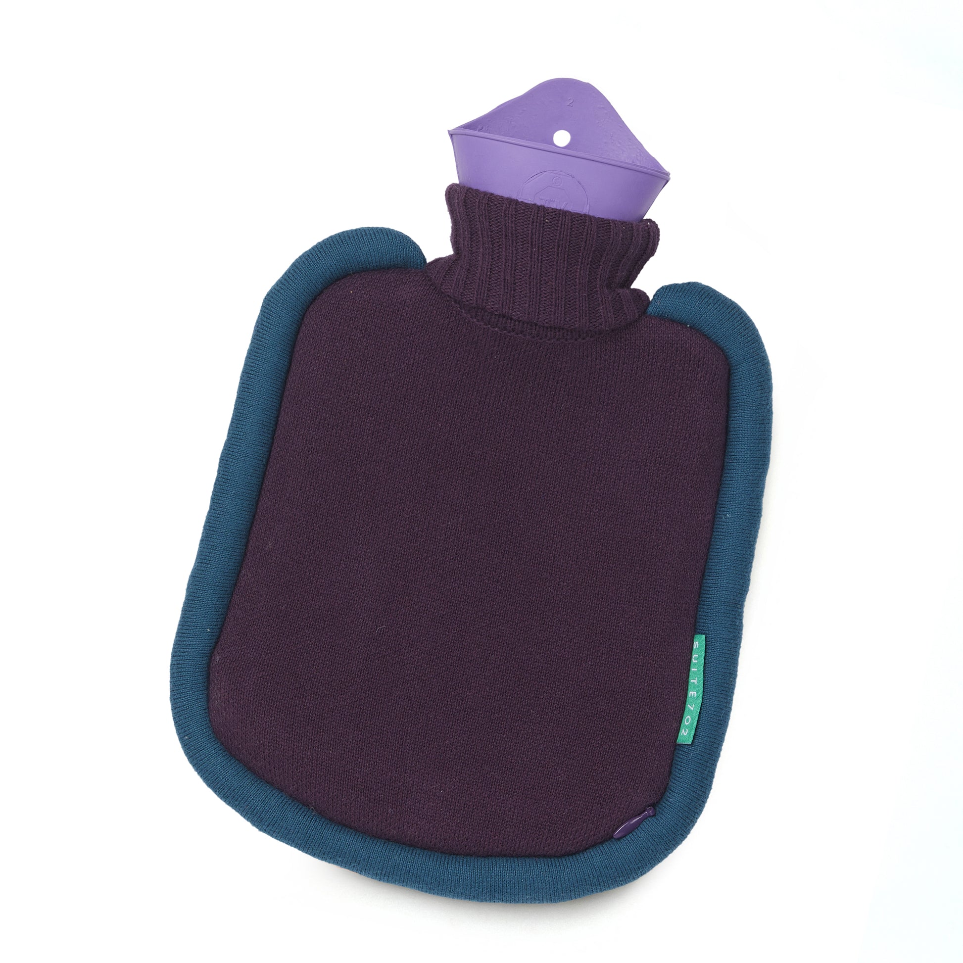 Warmwaterkruik Mini Bumper Aubergine (paars) - schuin liggend met witte achtergrond