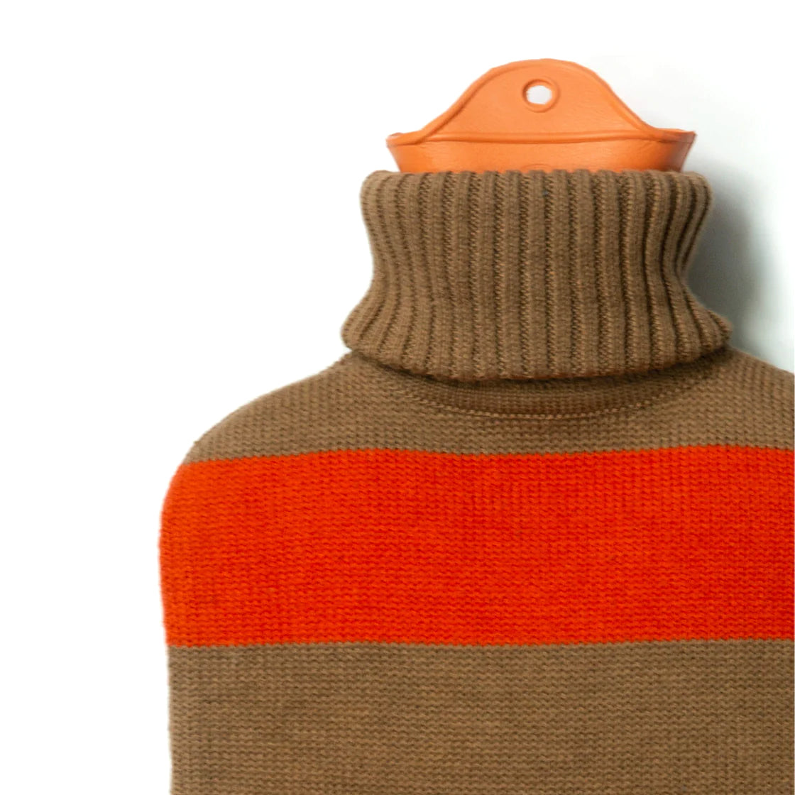 Warmwaterkruik Katoen Camel-Rood Suite702│detail bovenkant met witte achtergrond│art. HWBVECA