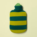 Warmwaterkruik Katoen Teal-Lime Green Suite702│liggend recht met gele achtergrond│art. HWBTELG