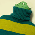 Warmwaterkruik Katoen Teal-Lime Green Suite702│detail bovenkant met kraag│art. HWBTELG
