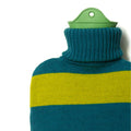 Warmwaterkruik Katoen Teal-Lime Green Suite702│detail bovenzijde met witte achtergrond│art. HWBTELG