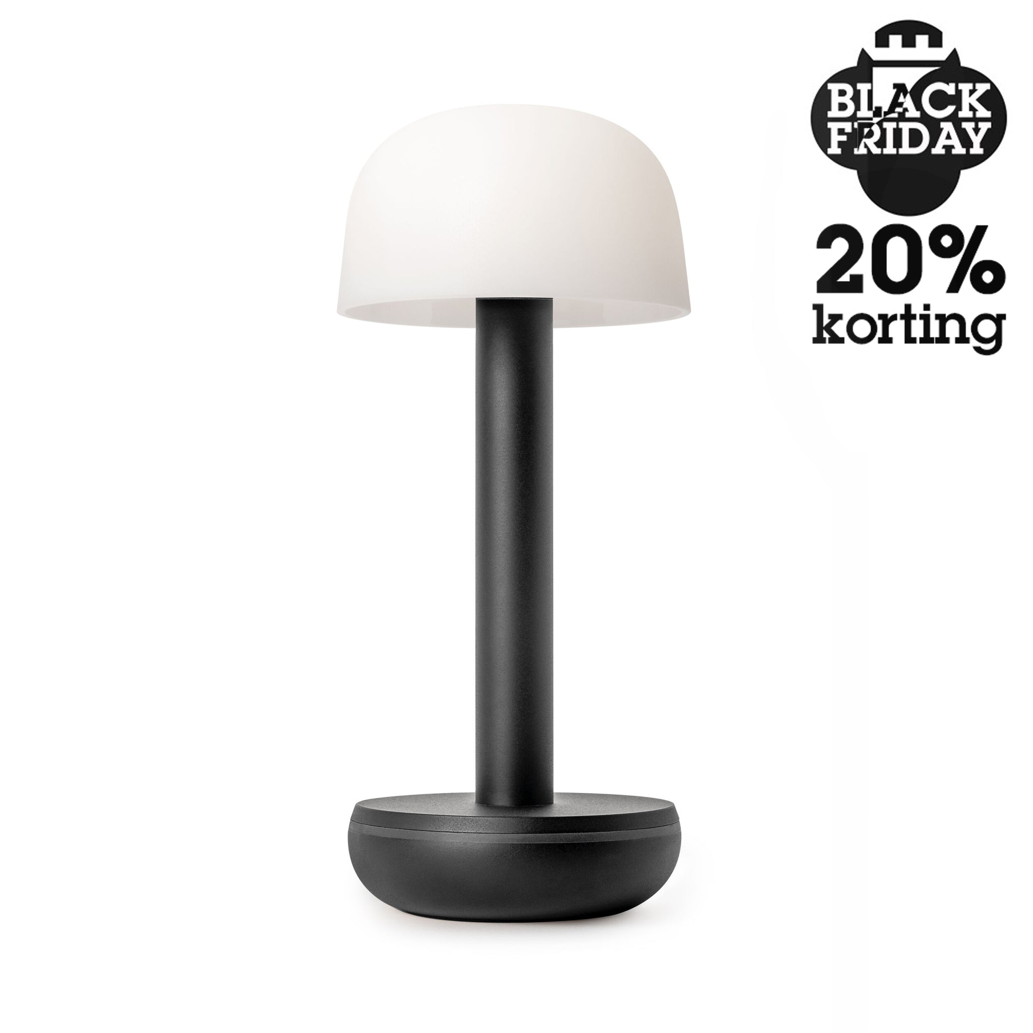 Humble Light Oplaadbare Tafellamp Zwart Frosted│Black Friday 20% Korting│ art. HUMTL00209