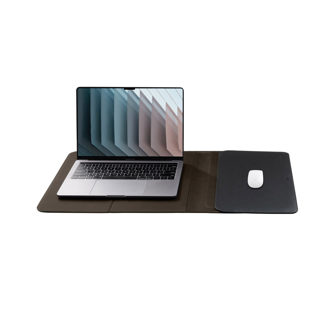 Hybrid Laptop Sleeve 14" Zwart│Orbitkey│art. WH41-BLK-105│opengevouwen met aptop en muis