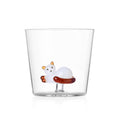 Tumbler Tabby Cat│Drinkglas Liggende Kat Wit & Amber│art. 352.090.04│vooraanzicht met witte achtergrond