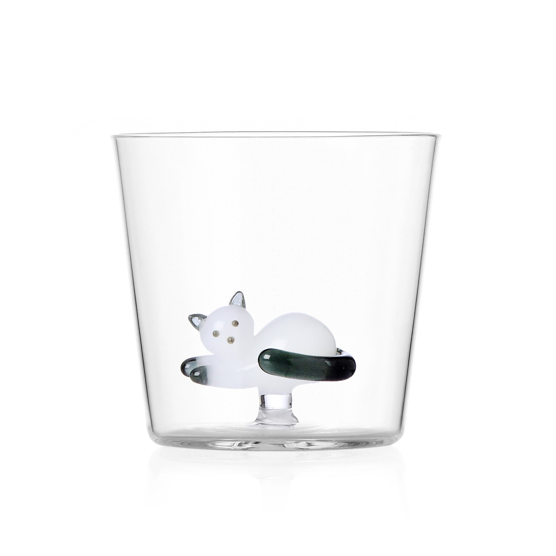 Tumbler Tabby Cat│Drinkglas Liggende Kat Wit & Smoke│art. 352.090.04│vooraanzicht met witte achtergrond