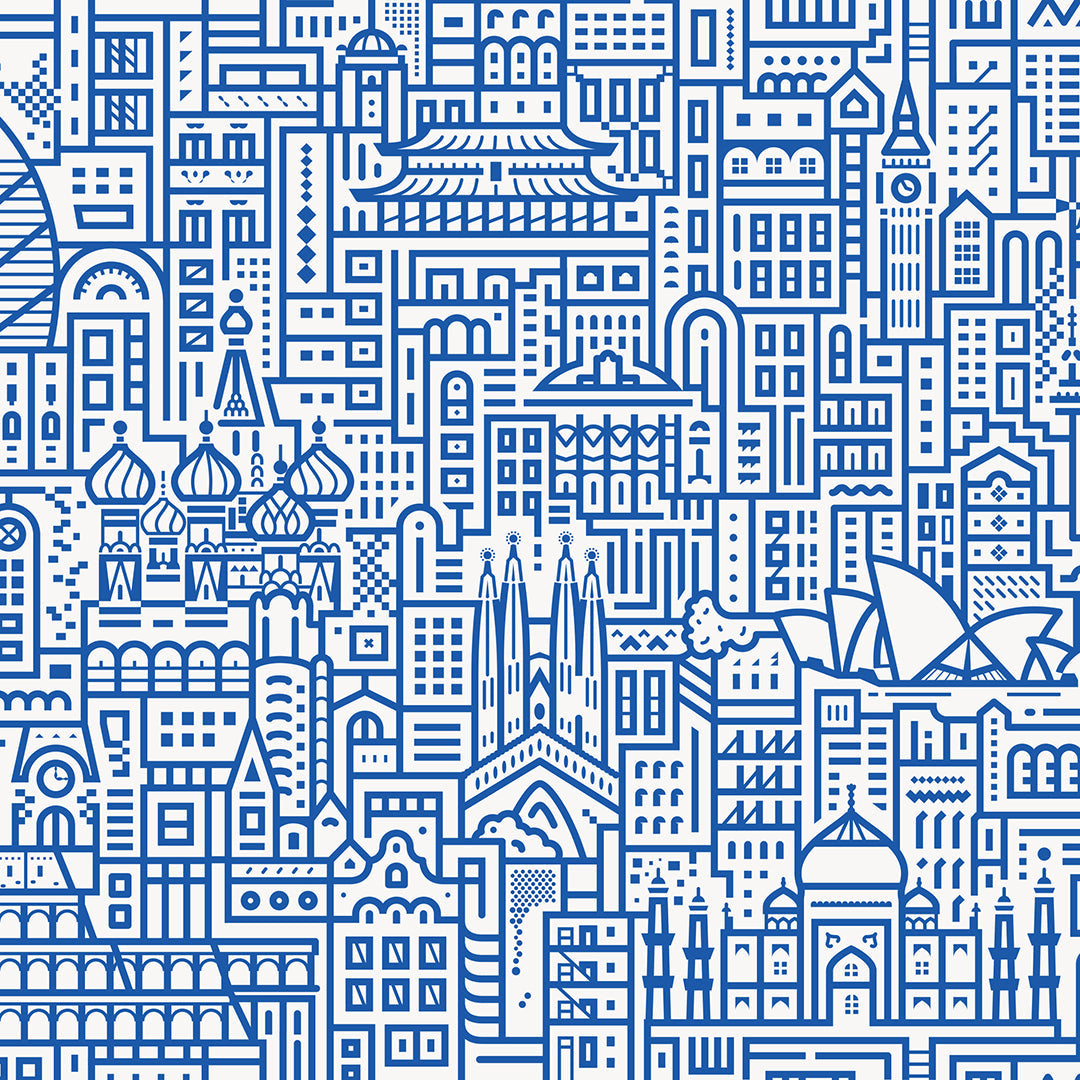 Close-up van het Hello World-motief in Raw Blue