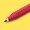 Kaweco CLASIC SPORT Clutch Vulpotlood Rood│art. 1511152│detail schrijflunt met gele achtergrond
