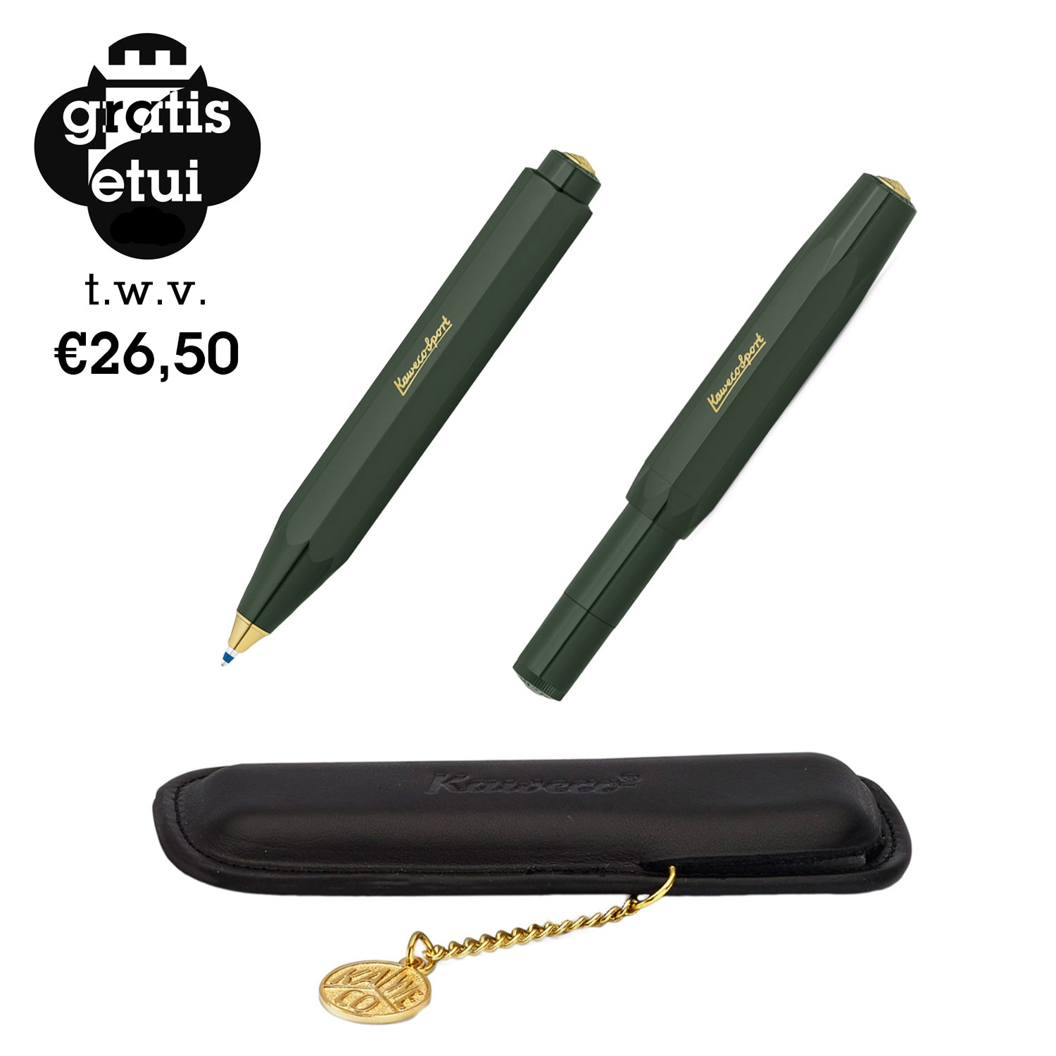 Kaweco Classic Sport Aanbieding Groen│art. 1511922│Gratis Etui met Balpen en Vulpen