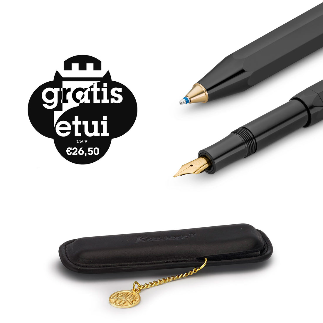 Kaweco Classic Sport Zwart Aanbieding│art. 1511920│Vulpen met Balpen + Gratis Etui met witte achtergrond