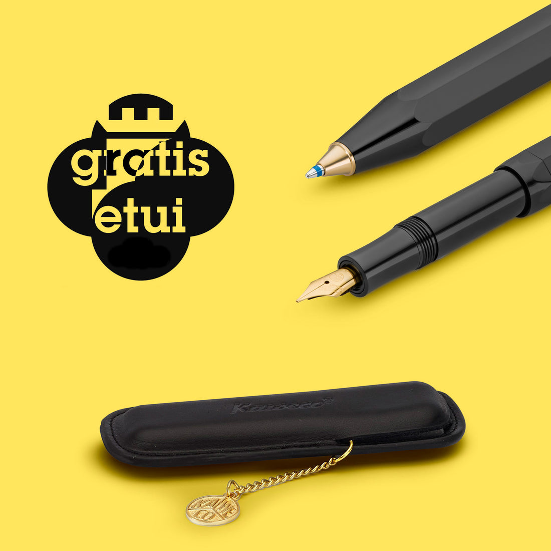 Kaweco Classic Sport Zwart Aanbieding│art. 1511920│Vulpen met Balpen + Gratis Etui met witte achtergrond