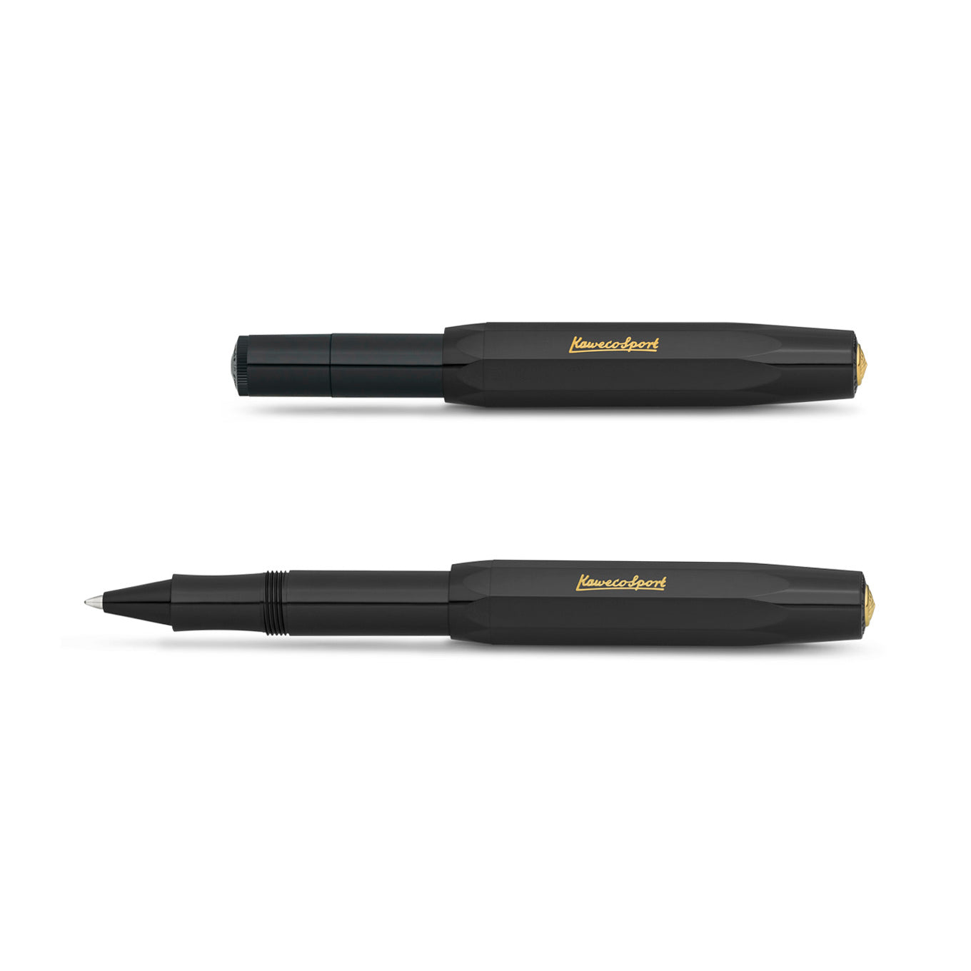 Kaweco Classic Sport Rollerball Zwart│art. 1510032│geopend en dicht naast elkaar