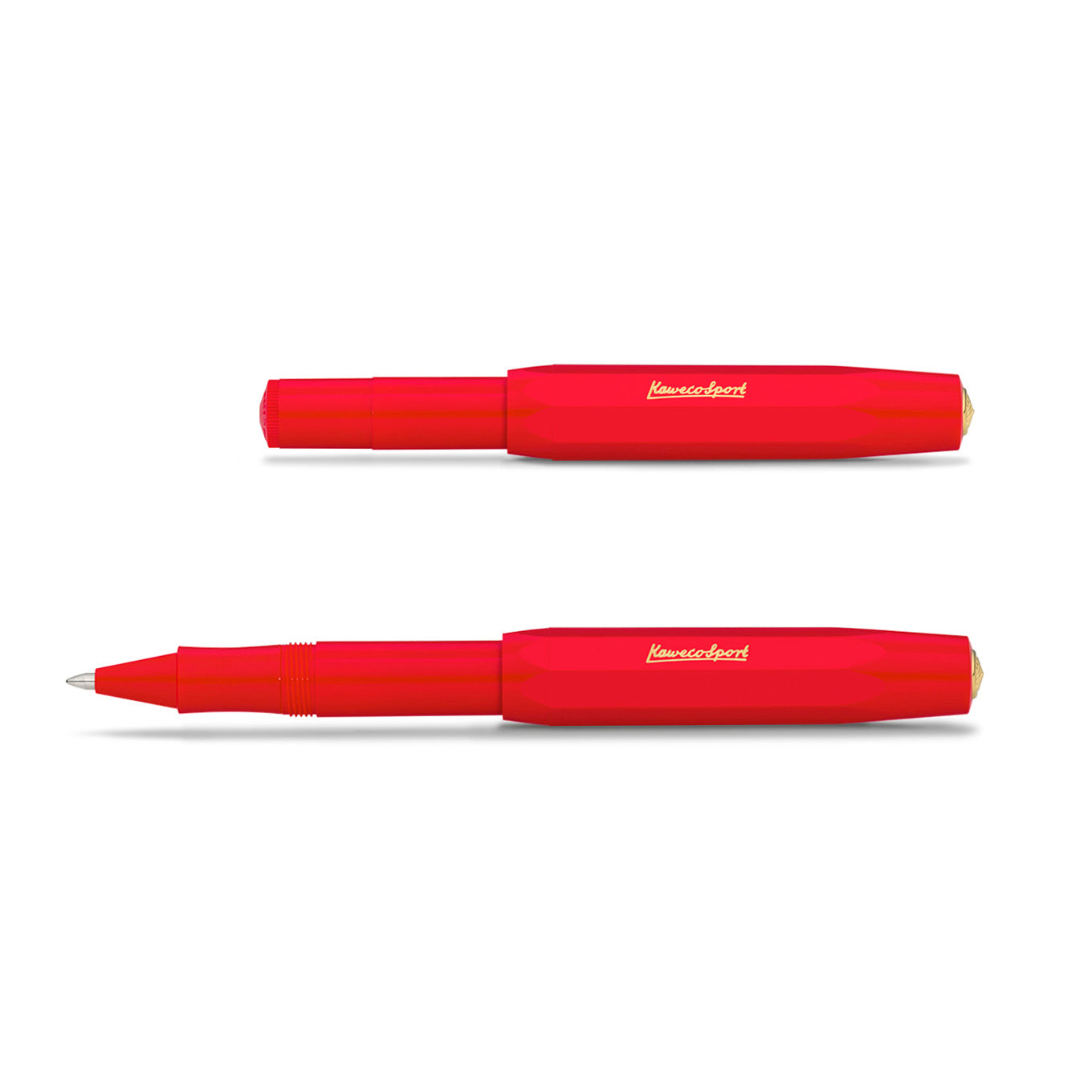 Kaweco CLASSIC SPORT Rollerball Rood│art. 1511150│op en dicht liggend naast elkaar