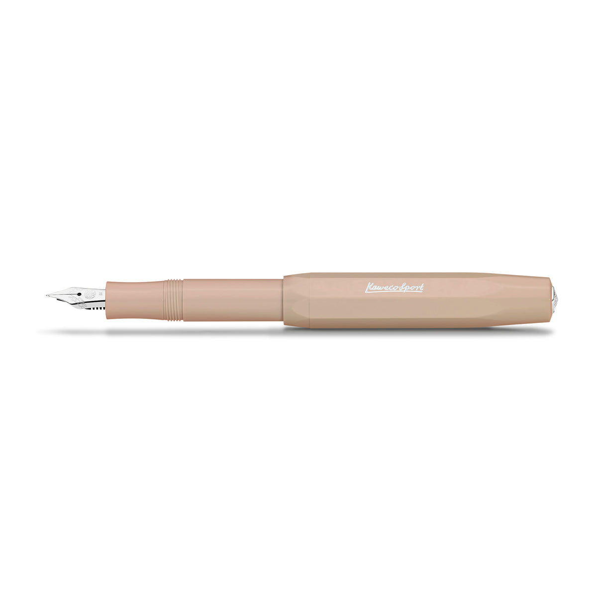 Kaweco Skyline Sport vulpen in macchiato, liggend met de dop achterop.