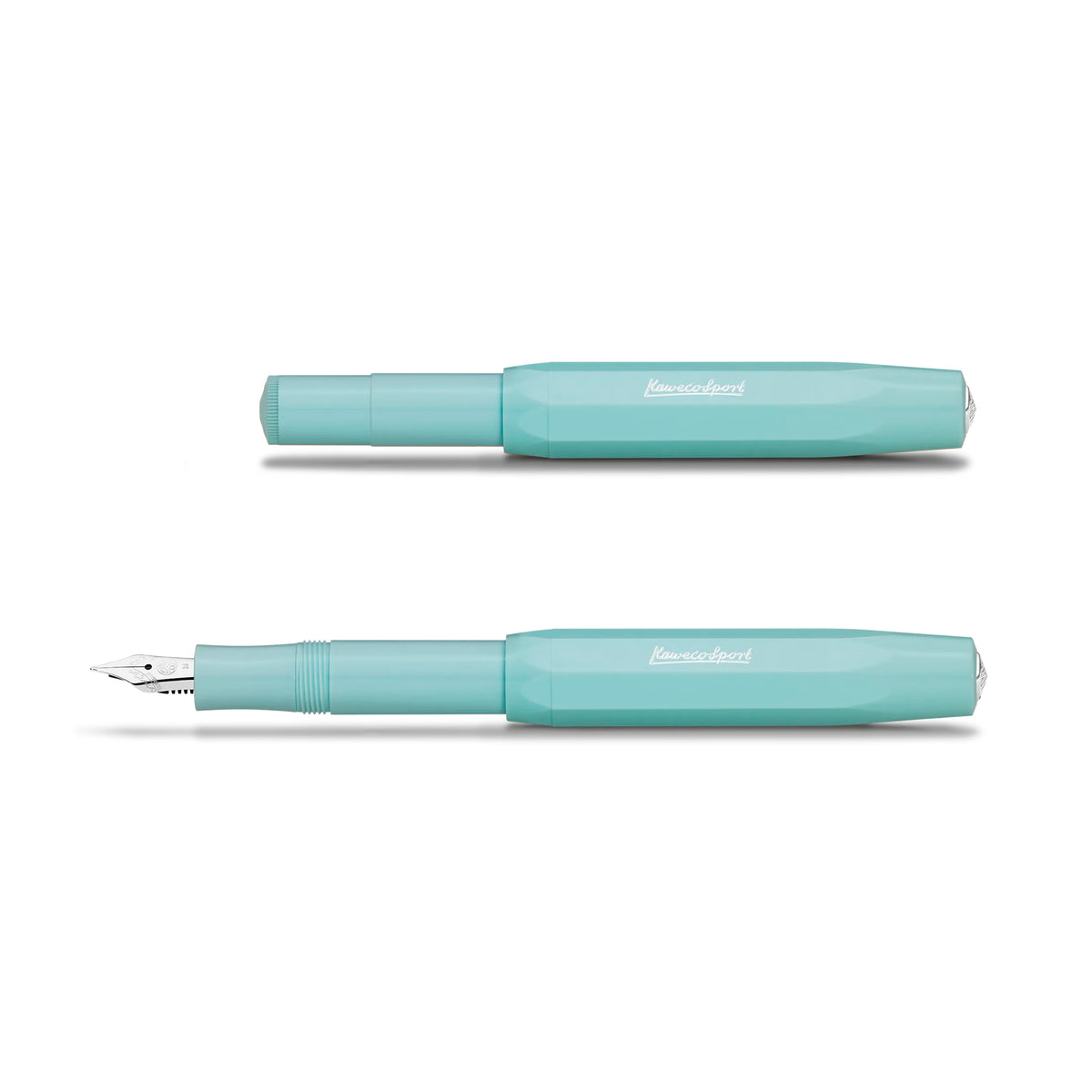 De Kaweco Skyline Sport vulpen tweemaal afgebeeld, geopend en gesloten.