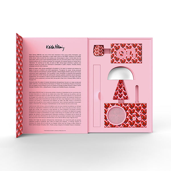 Keith Haring X Lexon Gift Set Heart Pink│art. LBKH01-CP│doos geopend met alle onderdelen