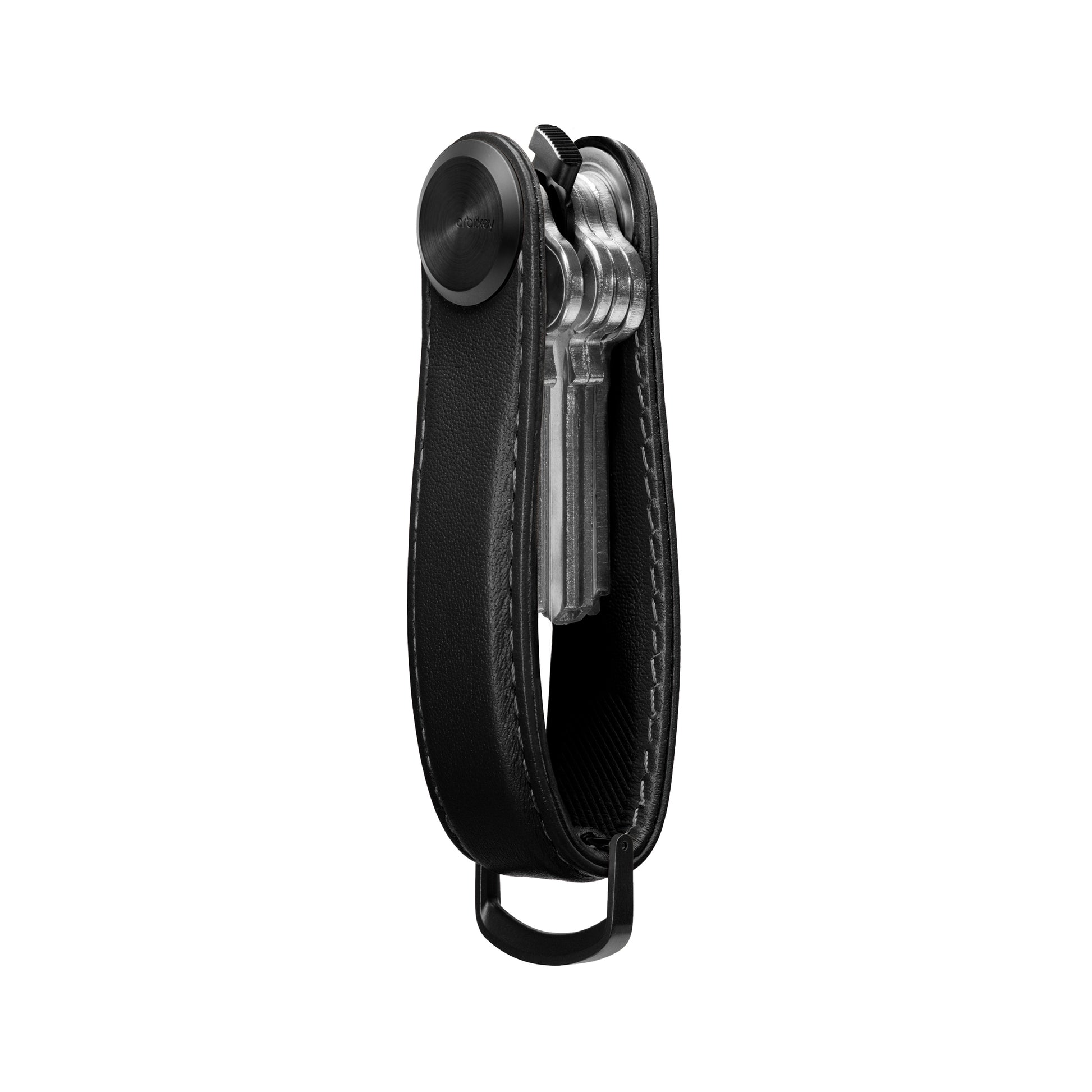 Orbitkey Sleutelhouder Pro Blackout│Key Organiser│art. KPR1-BKT-101│rechtop staand zijaanzicht met ingevouwen sleutels