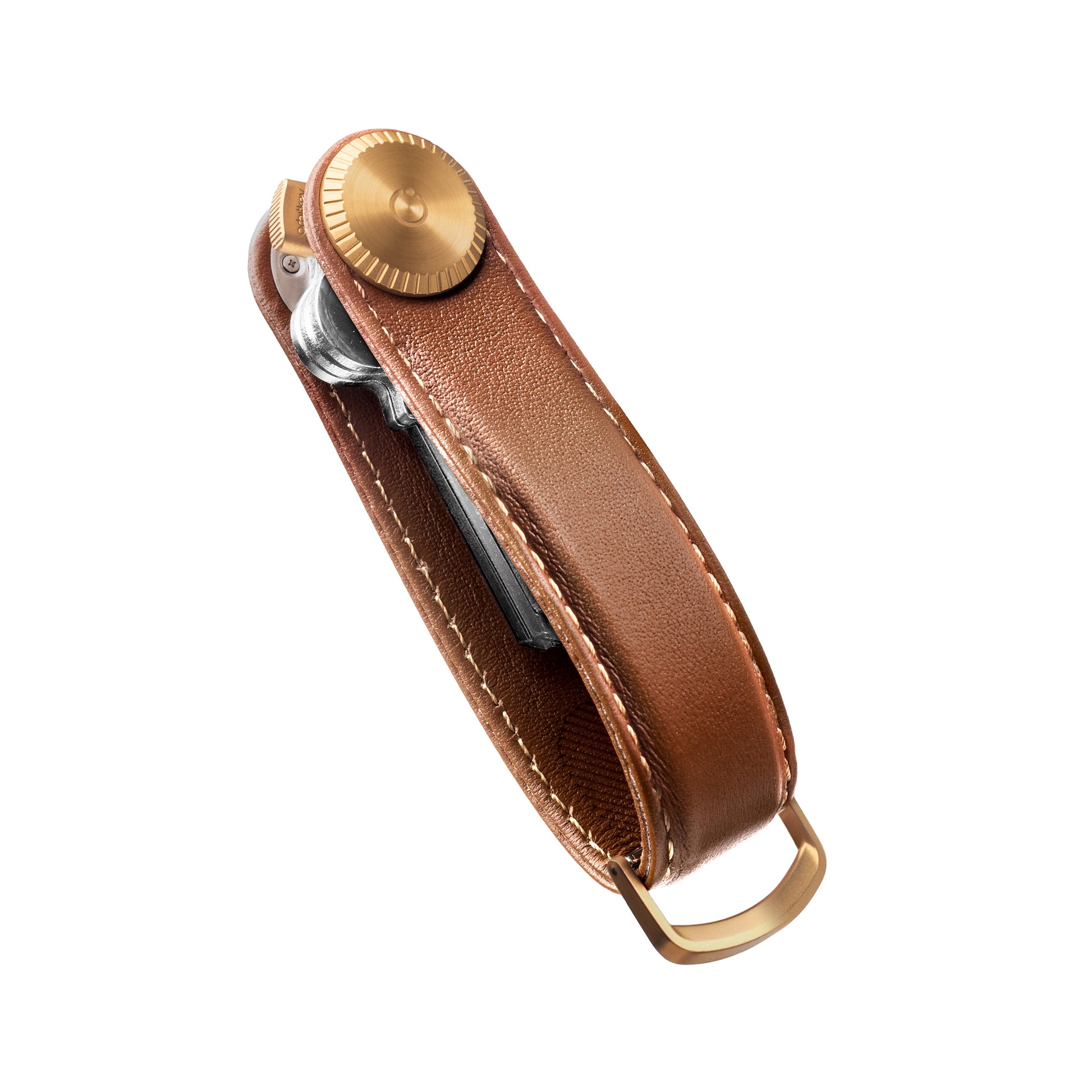 Orbitkey Sleutelhouder Pro Cedar│Key Organiser│art. KPR1-CDR-101│zijaanzicht schuin met ingevouwen sleutels