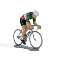 Miniature female cyclist in the Italian champion's jersey by Bernard & Eddy, at an angle from the front